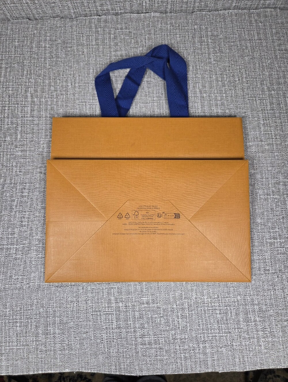 LOUIS VUITTON 9.75 x 8 x 6 Small Boxy Authentic Gift Shopping Paper Bag Orange - Picture 2 of 3